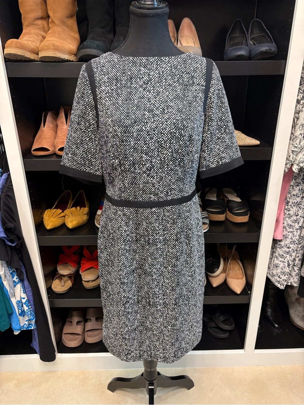The Limited Black and White Scandal Collection Tweed-Inspired Midi Sheath Dress